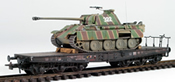  German WWII Panther Summer Striped Camo with battle damage loaded on a heavy 6 axle DRB flat car